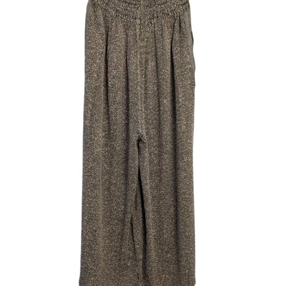 Wide-Leg Cropped Gray Textured Pants Elastic Waistband Pockets XL - Picture 1 of 14